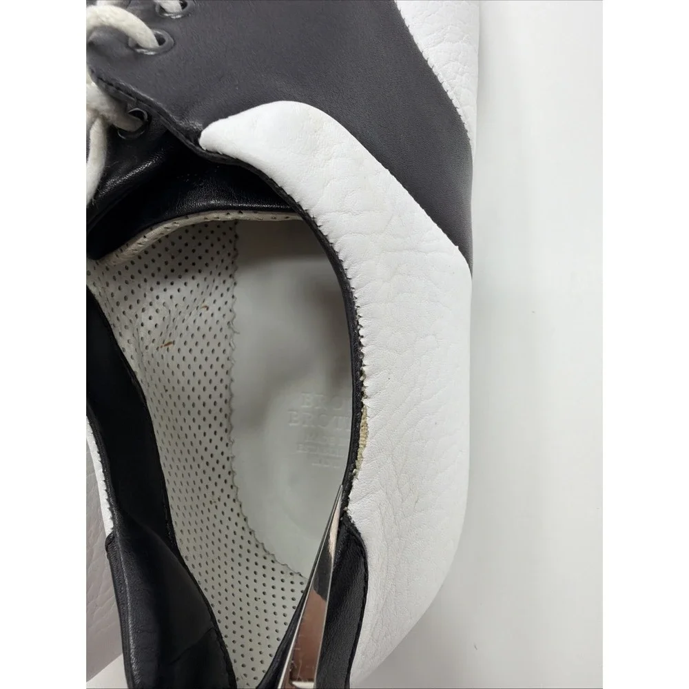 NEW Brooks Brothers Saddle Oxfords Made In Italy Black & White Shoes Men's 9